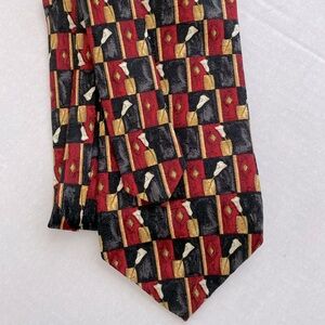 ROBERT TALBOTT Studio Mens Silk Necktie Designer Geometric Red/Grey Made in USA